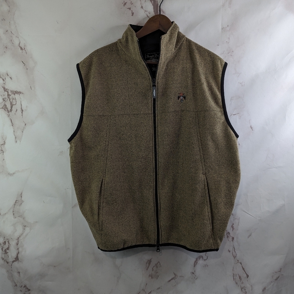 Straight Down Clothing Co Vest Mens Large Brown Tan Zip Fleece Jacket